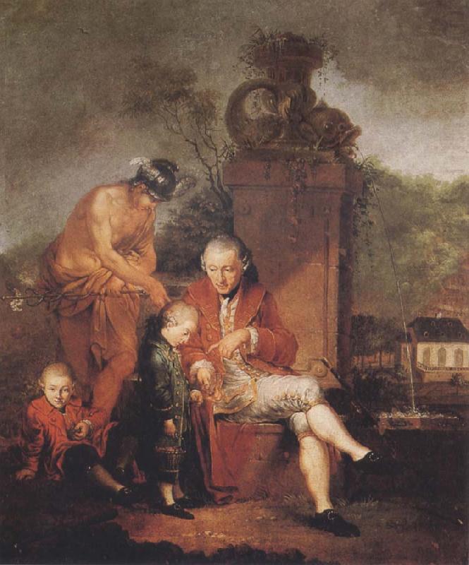 Januarius Zick Gottfried Peter de Requile with his two sons and Mercury china oil painting image